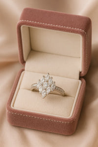 Celestial Radiance — 925 Silver Marquise Diamond Rings for Transcendent Beauty