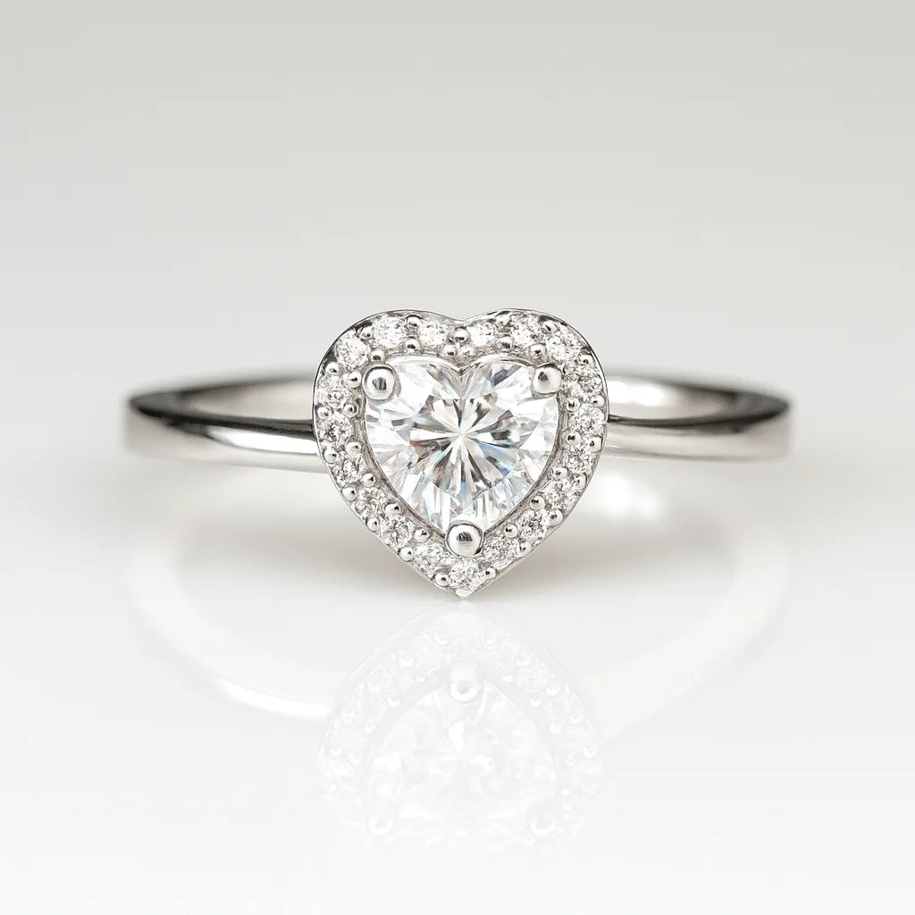 Heartfelt Brilliance — 925 Silver Heart Diamond Rings for Eternal Devotion