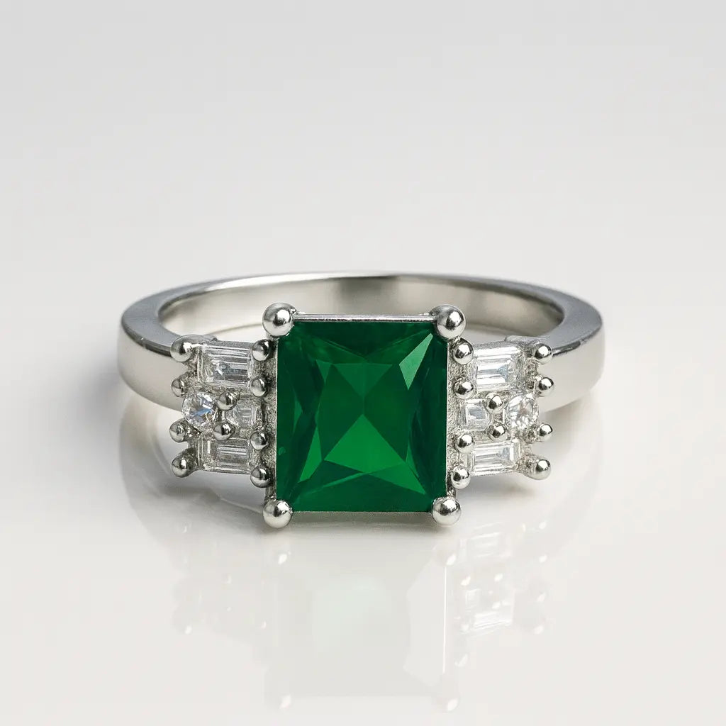 The Enchanted Emerald — 925 Silver Rings for a Love That Blooms Eternal