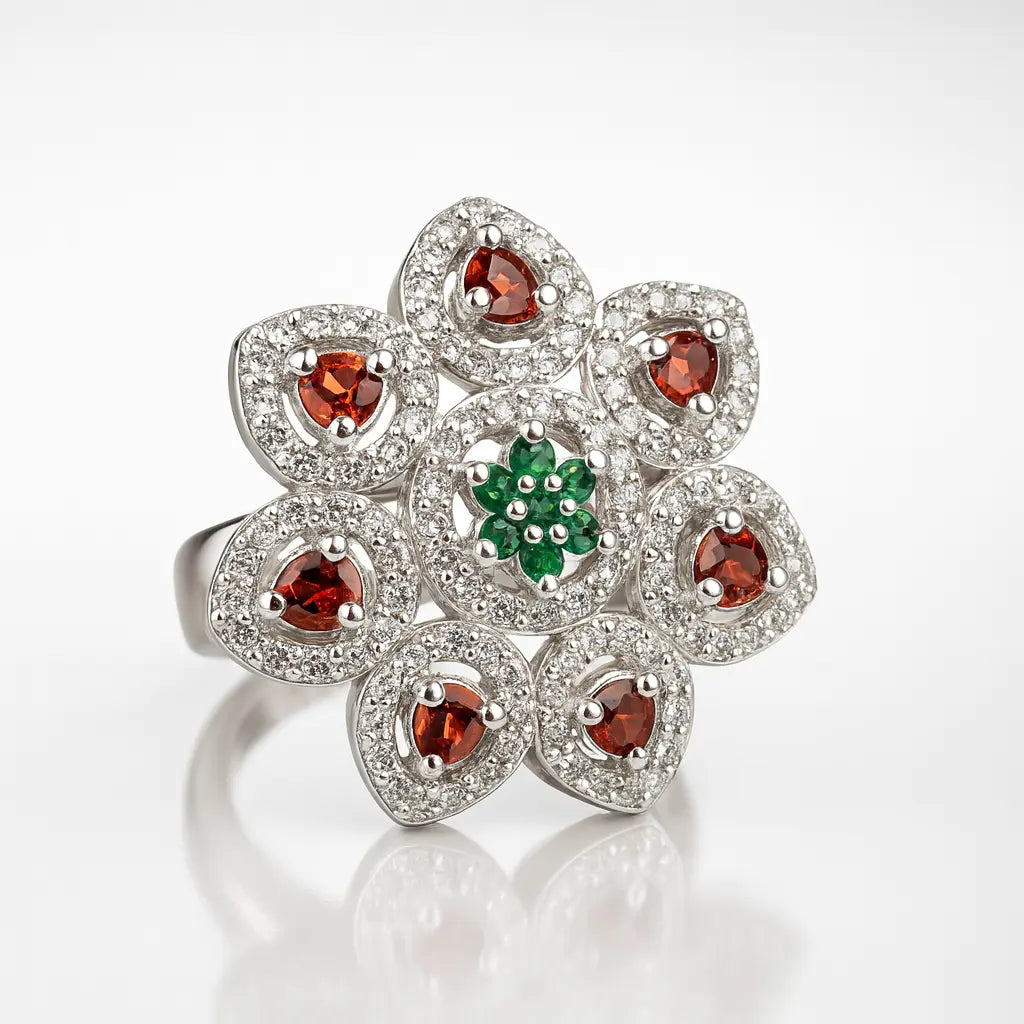 Enchanted Blossom — 925 Silver Floral Rings for a Blooming Elegance