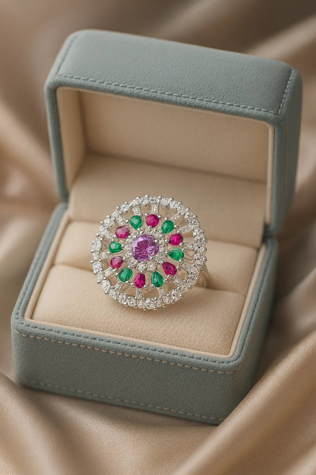 Majestic Kaleidoscope — 925 Silver Rings for Vibrant Elegance