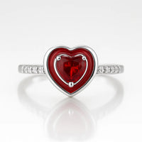 Crimson Heart Echo — 925 Silver Ruby Enamel Diamond Rings for Love That Never Fades