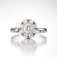 Eternal Radiance Bloom — 925 Silver Diamond Halo Rings for Promises in Full Light