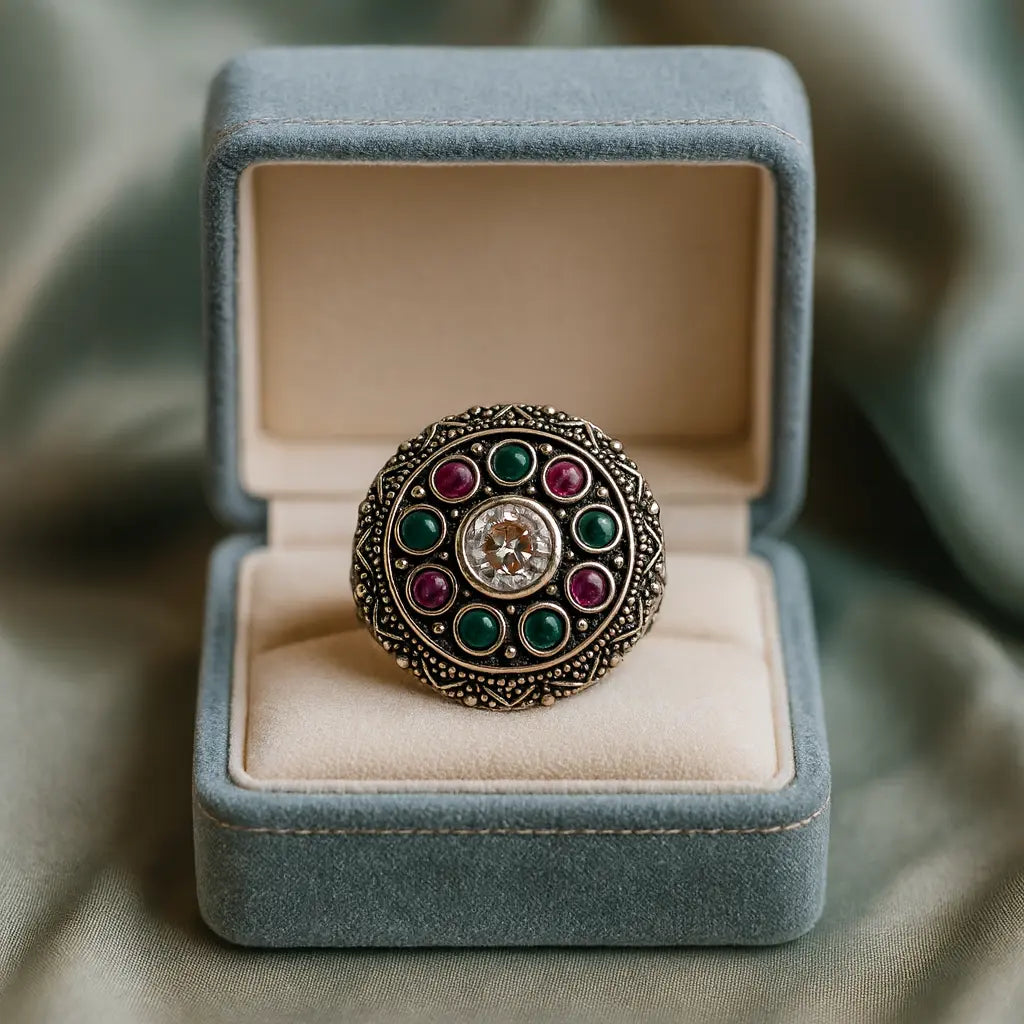 Majestic Heritage — 925 Oxidised Silver Rings for Timeless Royalty