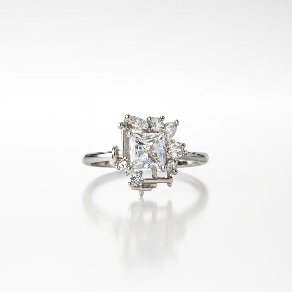 Frosted Elegance — 925 Silver Crystal Rings for Icy Enchantment