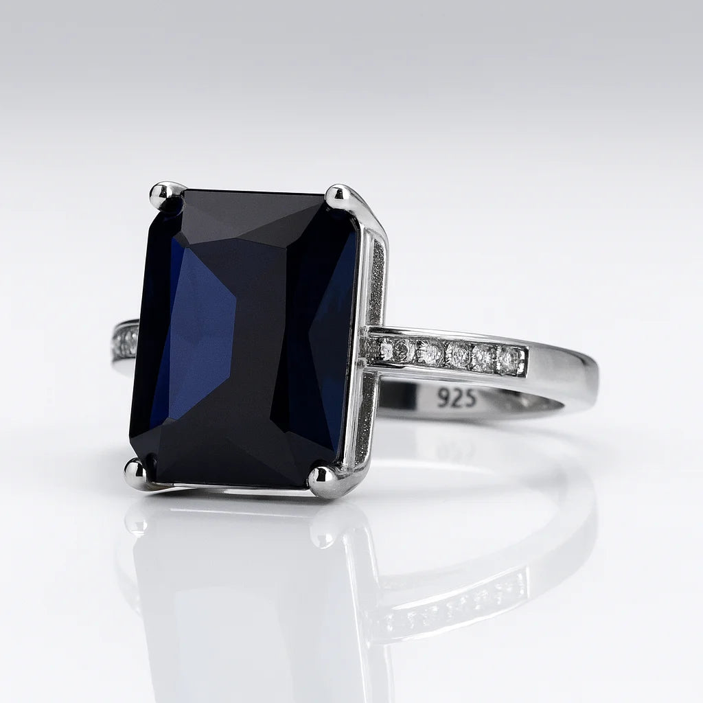 Midnight Heirloom Mirage — 925 Silver Sapphire Diamond Rings for Secret Royalty