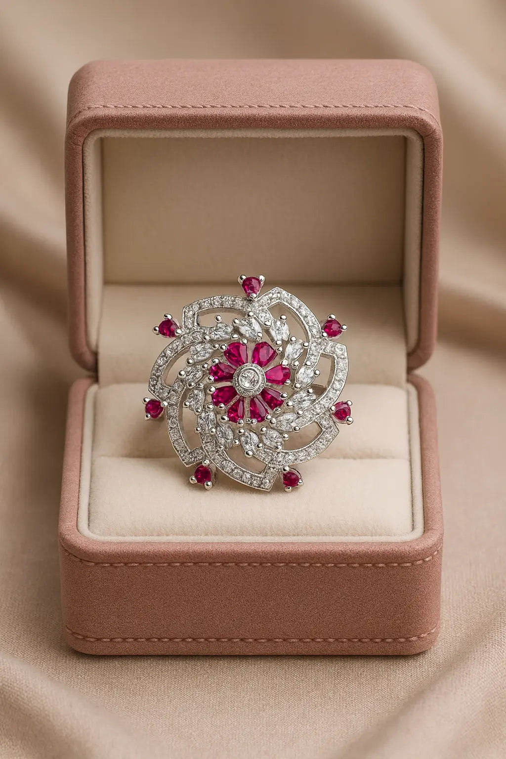 Eternal Blossom Ruby — 925 Silver Rings for a Love That Blooms Forever