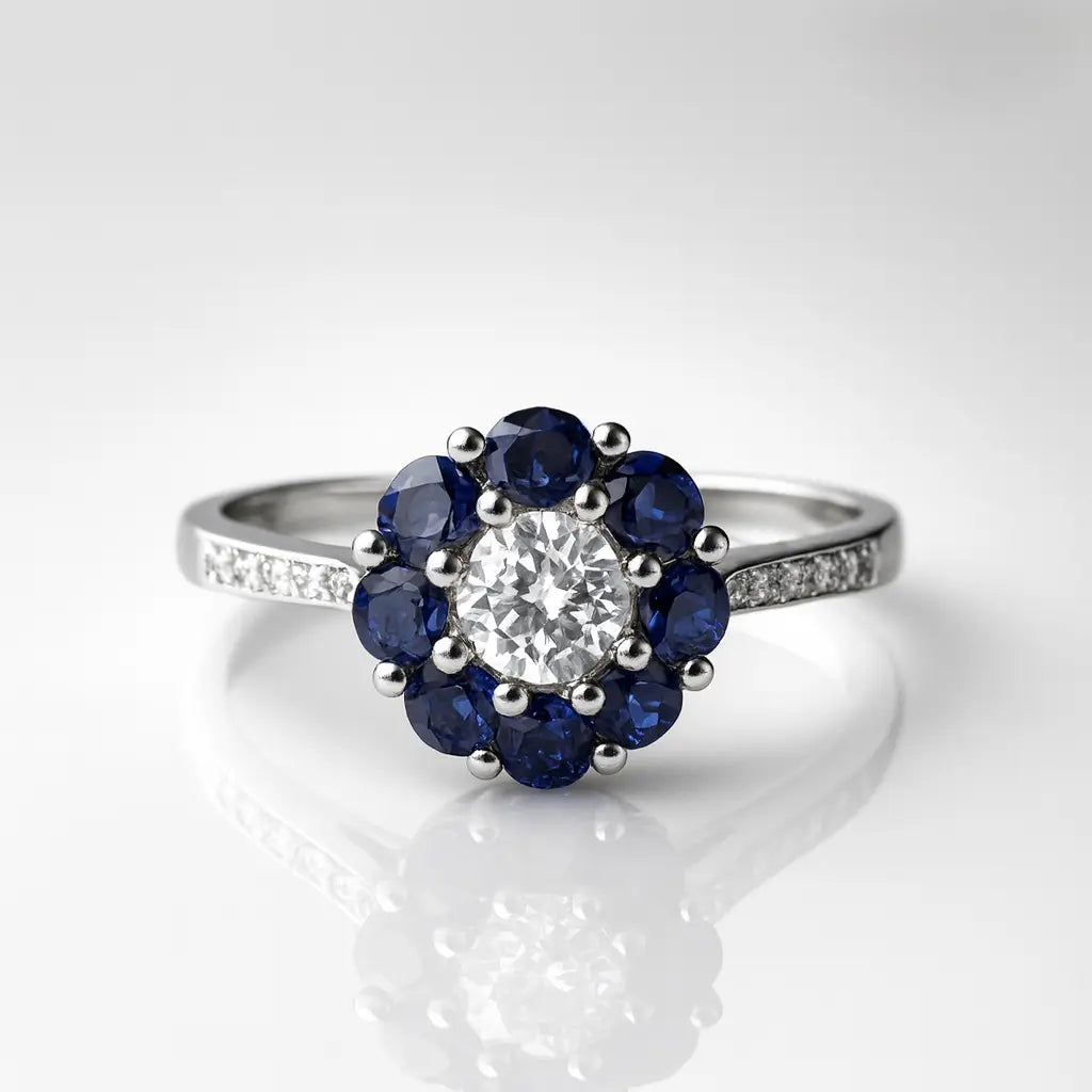 Midnight Blossom — 925 Silver Sapphire Rings for Enchanting Evenings