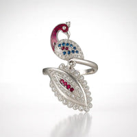 Majestic Peacock Ruby — 925 Silver Rings for a Dance of Elegance