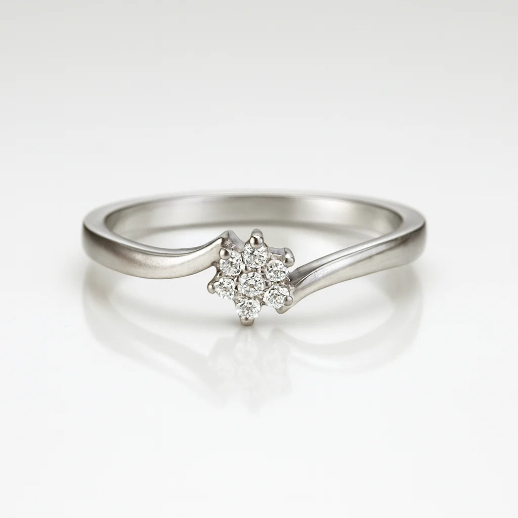 Starlit Grace — 925 Silver Cluster Diamond Rings for Radiant Brilliance