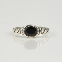 Midnight Enigma — 925 Silver Black Stone Rings for Mysterious Elegance