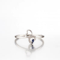 Midnight Promise Duet — 925 Silver Sapphire Diamond Heart Rings for Quiet Vows