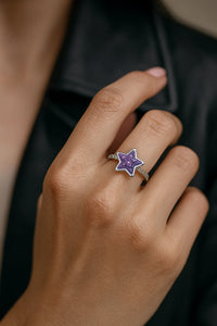 Stardream Amethyst Starburst — 925 Silver Diamond Amethyst Rings for Secret Wishes