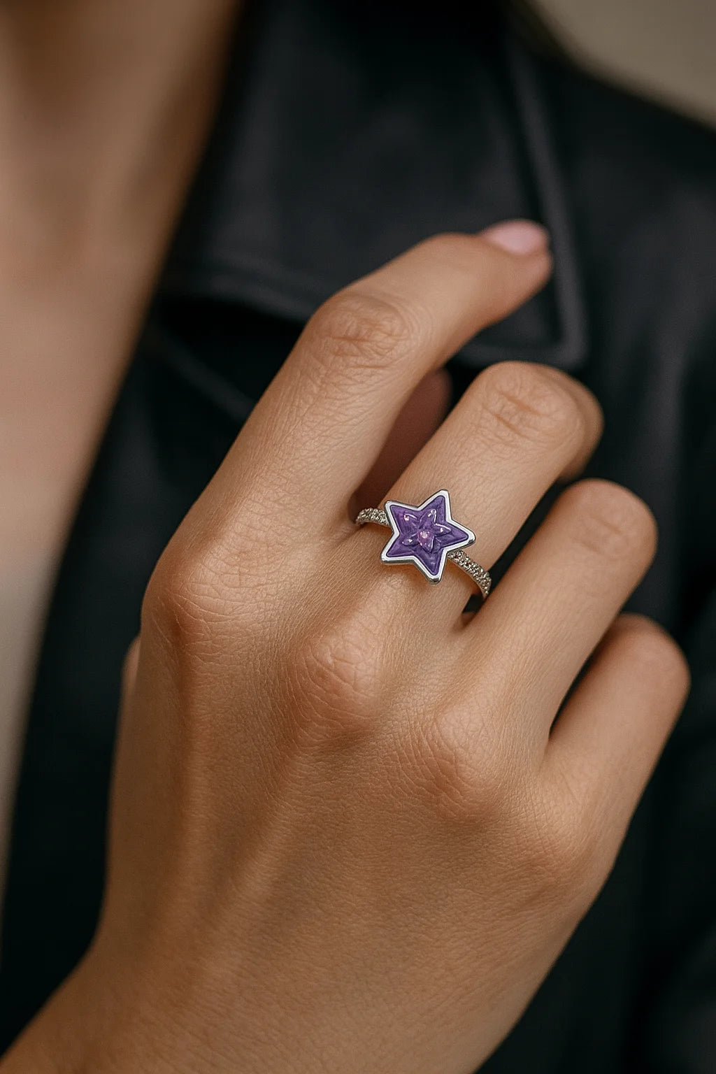 Stardream Amethyst Starburst — 925 Silver Diamond Amethyst Rings for Secret Wishes