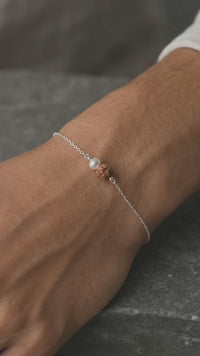 Silver Water Pearl & 5 Mukhi Rudraksh Bracelet | Minimal Spiritual Bracelet