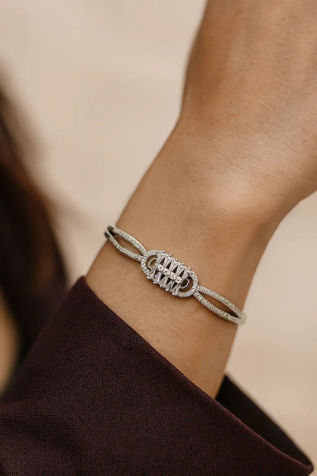 Pure 925 Silver Baguette & – Elegant Statement Bracelet for Women