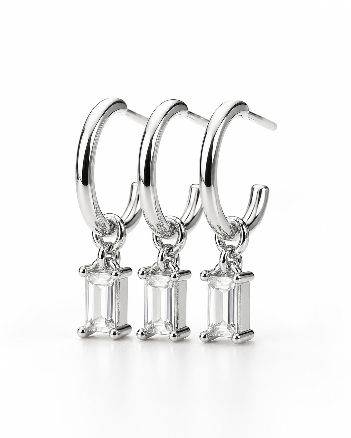 Celestial Glow: Moonlit Silver Elegance Earring for Dreamy Nights
