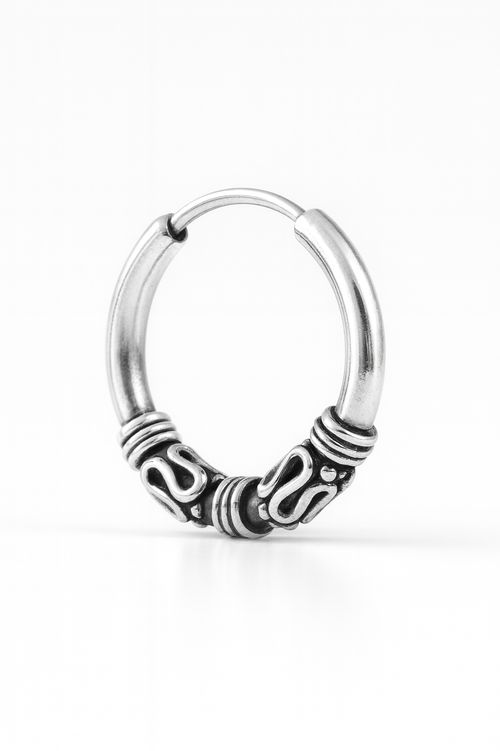 Premium Quality Silver Bali | Stylish Oxidized Silver Round Earrings Unisex