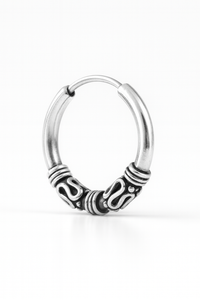 Premium Quality Silver Bali | Stylish Oxidized Silver Round Earrings Unisex