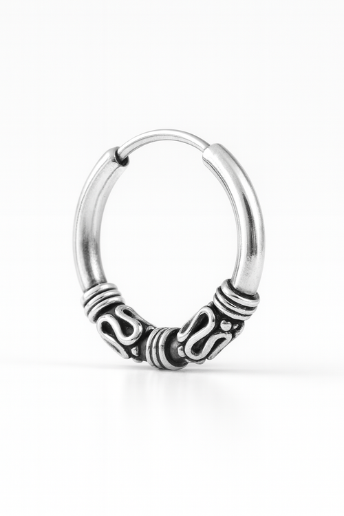925 Pure Silver Bali Stylish Oxidized Silver Round Earrings Unisex