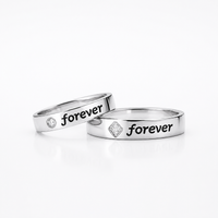 Forever Etched Vowbands — 925 Silver Diamond Couple Rings for Unbroken Promises