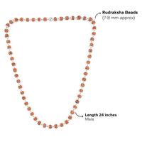 925 Sterling Silver Capped Rudraksha Mala | 5 Mukhi Rudraksh Mala with Silver Caps | Certified Spiritual Japa Mala for Meditation & Prayer