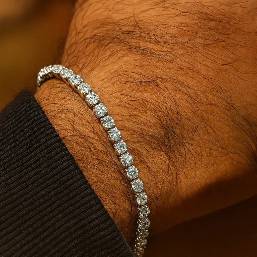 High-Quality 925 Sterling Silver Tennis Bracelet for Men – Sparkling Statement Piece