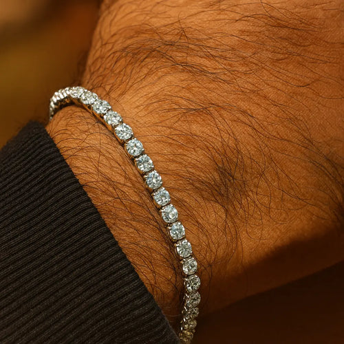 High-Quality 925 Sterling Silver Tennis Bracelet for Men – Sparkling Statement Piece