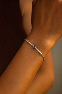 Premium Silver Evil Eye  Protection Unisex Bracelet – Minimal, Modern & Elegant