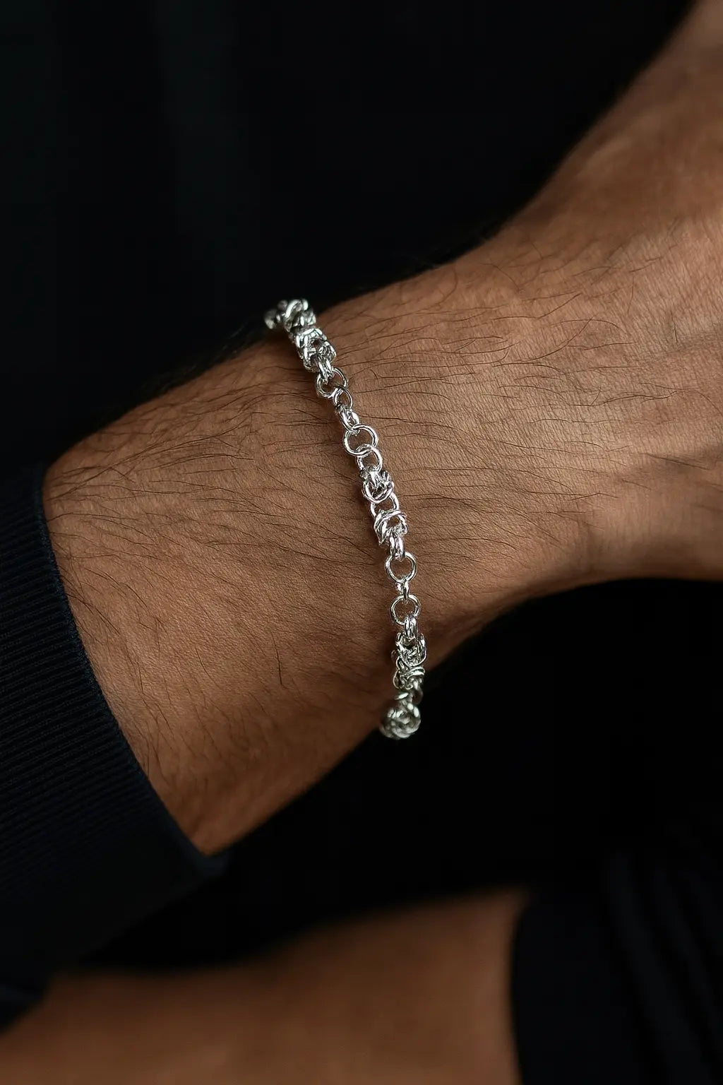 Premium Silver RoyalLink Design Bracelet for Men of Power & Intelligence