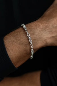 Premium Silver RoyalLink Design Bracelet for Men of Power & Intelligence
