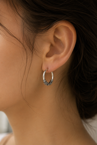Premium Quality Silver Bali | Stylish Oxidized Silver Round Earrings Unisex