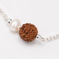 Silver Water Pearl & 5 Mukhi Rudraksh Bracelet | Minimal Spiritual Bracelet