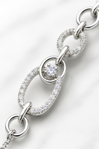 Premium 925 Sterling Silver Link Bracelet with Dainty Zircon Stone – Elegant Minimalist Jewelry