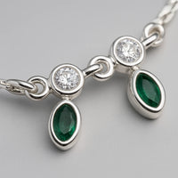 Enchanted Forest 925 Silver Anklet with Emerald Green and Crystal Glow