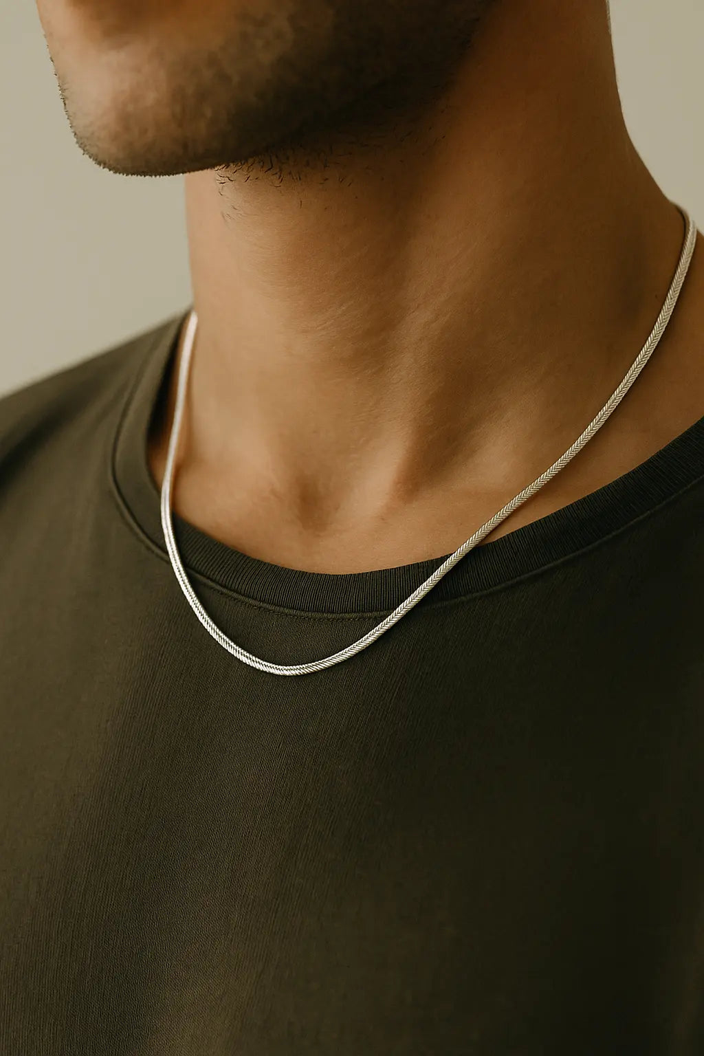 Men’s Premium Silver Herringbone Chain – Minimalist Everyday Jewelry