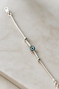 Premium Silver Evil Eye  Protection Unisex Bracelet – Minimal, Modern & Elegant
