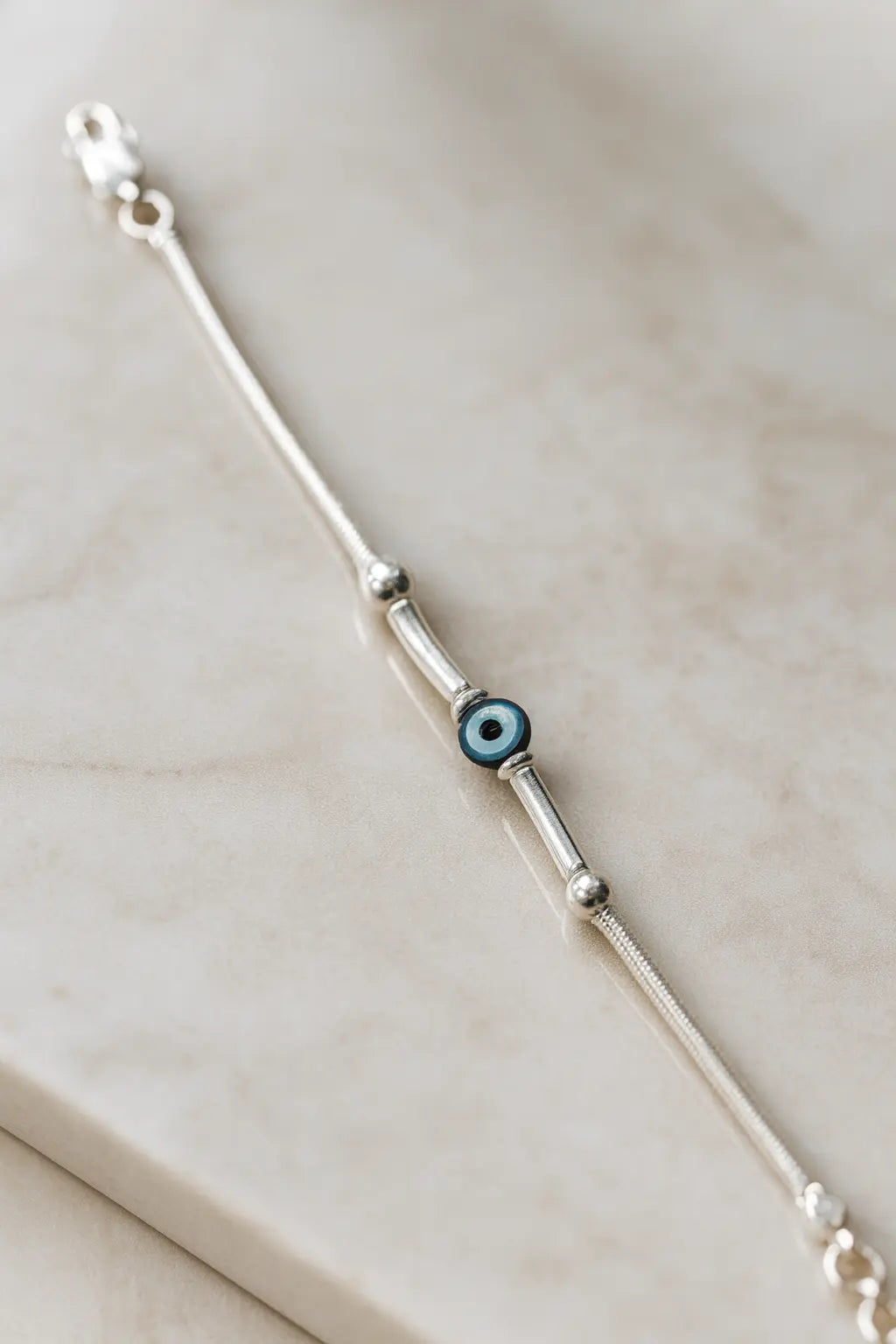 Premium Silver Evil Eye  Protection Unisex Bracelet – Minimal, Modern & Elegant