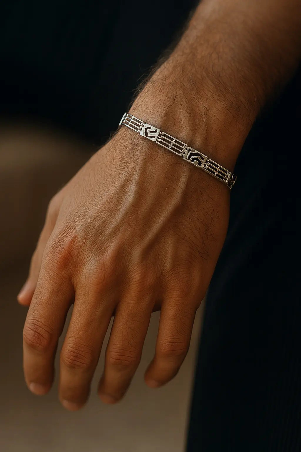 Premium 925 Silver Handcrafted Bracelet for Men – Modern Minimal Style