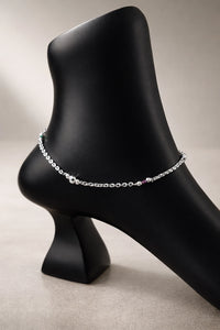 Scarlet Spark Echo Silver Anklet – A Single Ruby Bead of Quiet Luxury