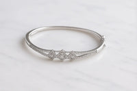 Pure 925 Silver Tri-Diamond Styled Solitaire Bracelet – Elegant Sparkling Design for Women