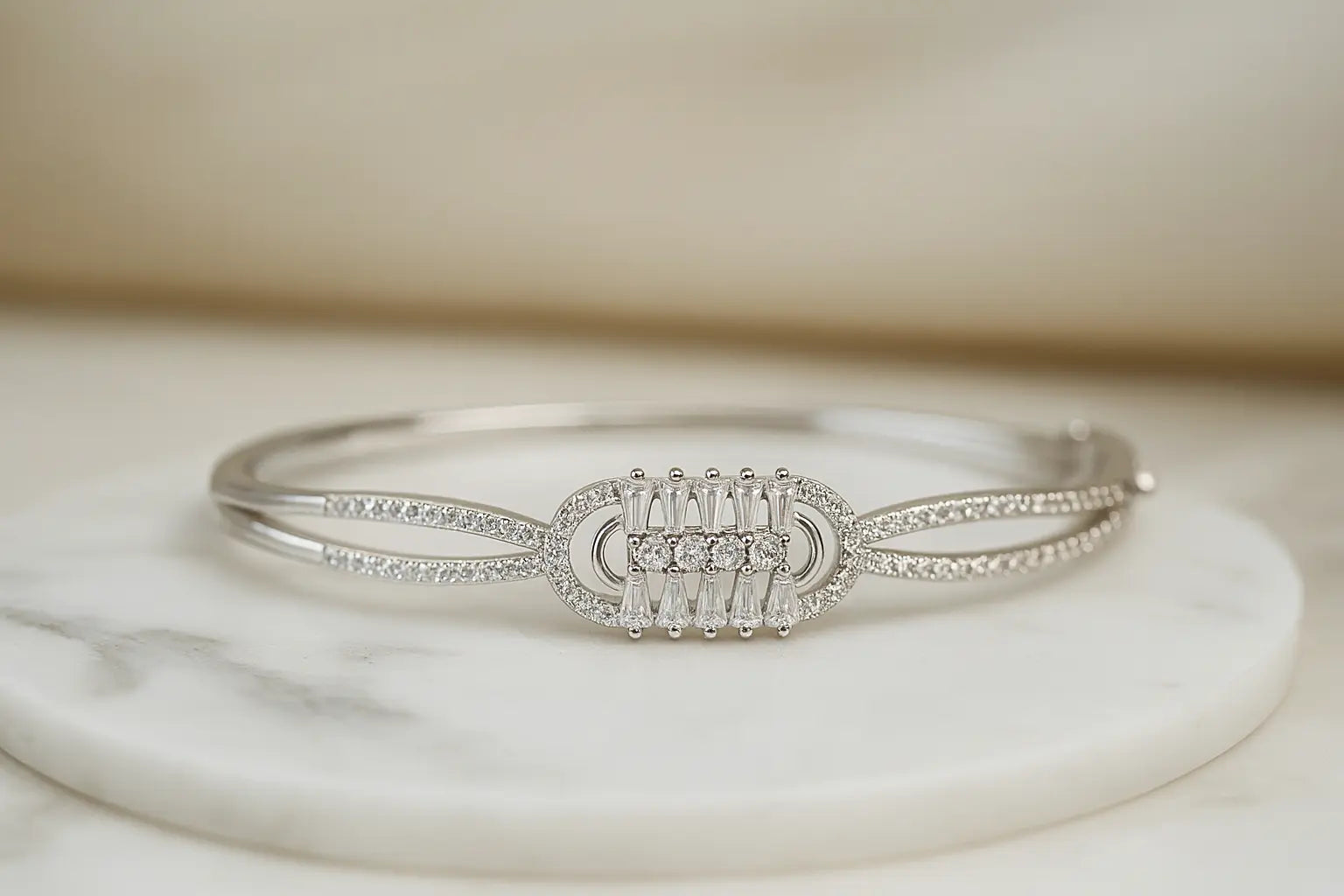 Pure 925 Silver Baguette & – Elegant Statement Bracelet for Women