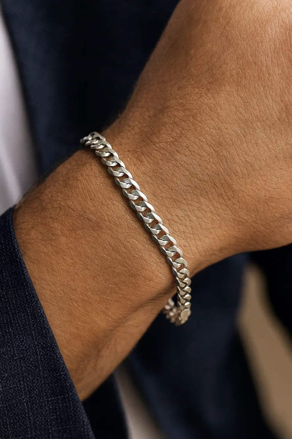 Minimalist Sterling Silver Cuban Bracelet for Men