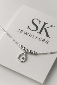 Celestial Teardrop 925 Sterling  Silver Anklet of Poised Modern Grace