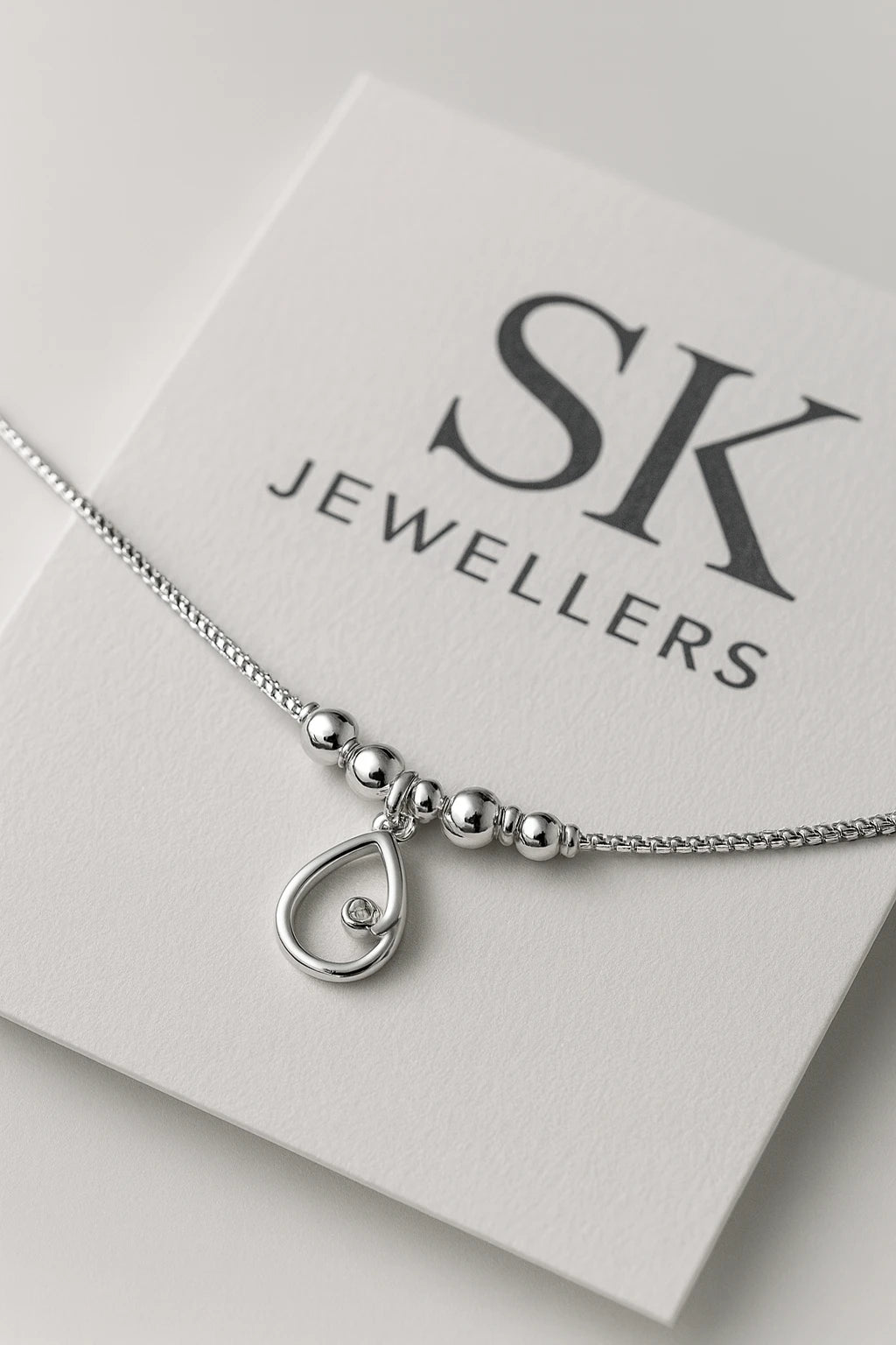 Celestial Teardrop 925 Sterling  Silver Anklet of Poised Modern Grace