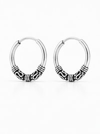 Premium Quality Silver Bali | Stylish Oxidized Silver Round Earrings Unisex