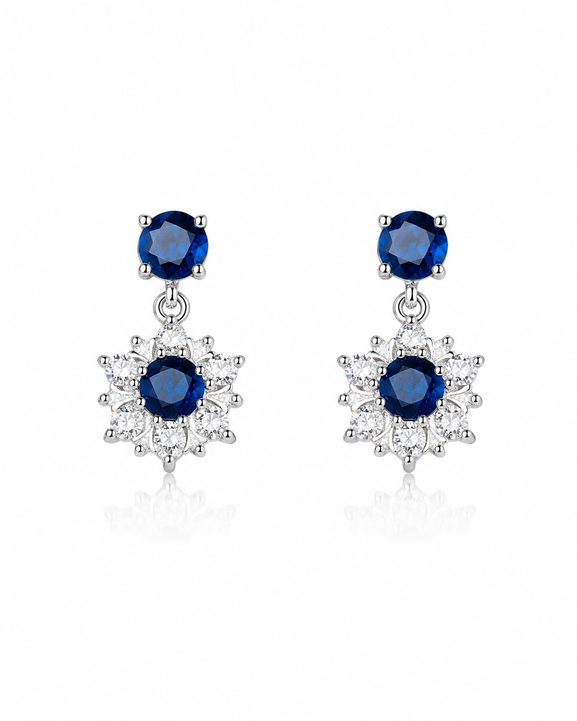 Starlit Allure: Luxurious Sapphire & Silver Statement Earrings