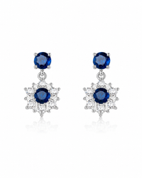 Starlit Allure: Luxurious Sapphire & Silver Statement Earrings