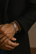 925 Sterling Silver Geometric Cuff Bracelet for Men – Handcrafted Minimal Luxury