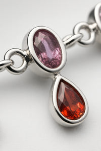 Twilight Blush 925 Silver Anklet with Rose and Ember Gemstone Charms
